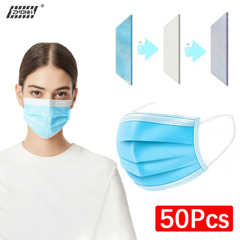 [H]50Pcs 3-layer Mask Face Mas - огляд і ціна Disposable Mask Blue